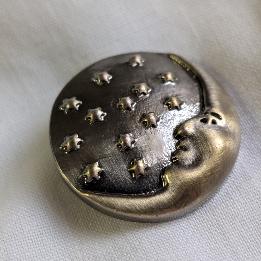 Ginger Snap Silver Toned Star Moon /W Face 20mm Snap/Button Jewelry
